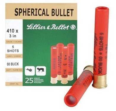 410 Gauge 3" Lead 00 Buck  5 Pellets 25 Rounds Sellier & Bello Shotgun Ammunition